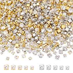 SUPERFINDINGS 840Pcs 5 Styles Sew on Glass Rhinestone Montee Beads 2 Colors Half Round Flactback Sew On Claw Crystals for Crafts Costume Clothes Jewelry, Wedding Party Decoration