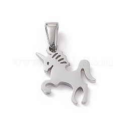 304 Stainless Steel Charms, Laser Cut, Unicorn Charms, Stainless Steel Color, 14.5x14x1mm, Hole: 2.5x5mm
