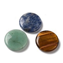 Ciondoli gemma naturali misti, charms a testa piatta, 30x6~7.5mm, Foro: 1.2 mm