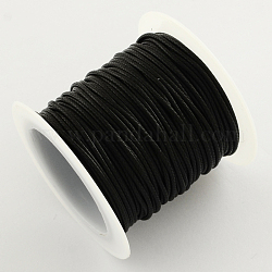 Cuerdas de poliéster encerado coreano, negro, 1mm, alrededor de 10.93 yarda (10 m) / rollo, 25 rollos / bolsa