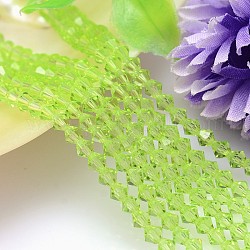 Faceted Imitation Austrian Crystal Bead Strands, Grade AAA, Bicone, Green Yellow, 6x6mm, Hole: 0.7~0.9mm, about 68pcs/strand, 15.7 inch