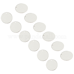 Unicraftale 304 colgantes de etiquetas en blanco con estampado de acero inoxidable, plano y redondo, color acero inoxidable, 30x1mm, agujero: 2 mm, 30 unidades / caja