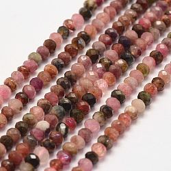 Natürlichen Turmalin Perlenstränge, facettiert, Rondell, 3x2.5 mm, Bohrung: 1 mm, ca. 140 Stk. / Strang, 14.9 Zoll