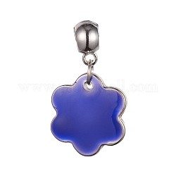 Ccb Kunststoff-Emailanhänger, Blume, Blau, 40.5 mm, Bohrung: 5.5 mm