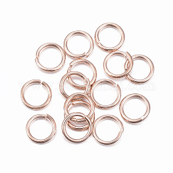 304 Stainless Steel Open Jump Rings, Rose Gold, 18 Gauge, 7x1mm, Inner Diameter: 5mm