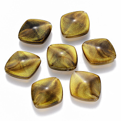 Perles acryliques imitation pierre précieuse, avec de la poudre de paillettes, losange, Pérou, 30x27.5x11mm, Trou: 2.5mm, longueur diagonale: 30mm, longueur de côté: 25 mm, environ 134 pcs/500 g