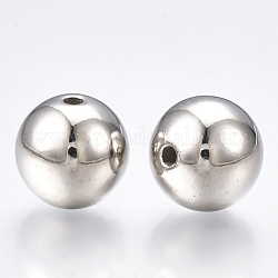 Ccb Kunststoff-Perlen, Runde, Platin Farbe, 10x9.5 mm, Bohrung: 1.5~2 mm, ca. 850 Stk. / 500 g