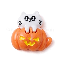 Halloween-Cabochons aus undurchsichtigem Harz, weiß, Katze Muster, 25x24.5x8.8 mm