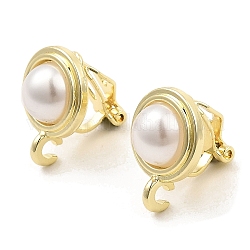 Risultati dell'orecchino a clip in lega, con anelli e perla finta, per le orecchie non forato, mezzo tondo, oro, 16x12x16mm, Foro: 2.5 mm
