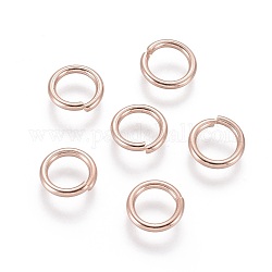 304 in acciaio inox anelli di salto aperto, oro roso, 8x1.2 mm, diametro interno: 6 mm