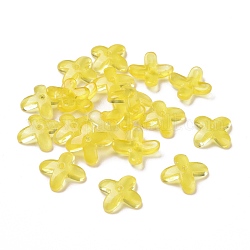 Perle di vetro, per fare gioielli, fiore, giallo, 9.5x9.5x3.5mm, Foro: 1 mm