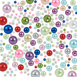 Perline acrilico perla imitato, Senza Buco, tondo, colore misto, 1.5~2mm, su 80pcs / colore, 4mm, su 30pcs / colore, 6mm, su 15pcs / colore, contenitori di perle di plastica: 12 scomparto, 12.8x9.8x2.2cm