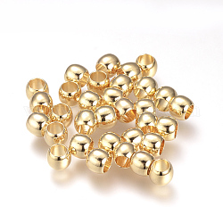 Perline di distanziatore in ottone, rondelle, nichel libero, vero placcato oro 18k, 6x5mm, Foro: 3.5 mm