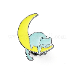 Animal Enamel Pins, Electrophoresis Black Alloy Cartoon Brooch for Backpack Clothes, Cat Shape, 25x17.5x1.7mm