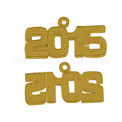 Tibetan Style Alloy Pendants, Number 2015, Cadmium Free & Nickel Free & Lead Free, Antique Golden, 19x36x2mm, Hole: 2.5mm