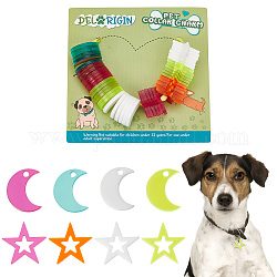 48 Uds. 2 estilos 4 colores transparente en blanco acrílico mascota etiqueta de identificación de perro, para dijes de collar de cachorro, Estrella lunar, color mezclado, 23.7~25x20~25x3mm, agujero: 3 mm, 6 piezas / color