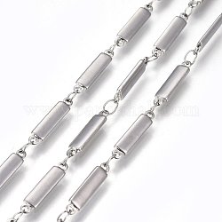 304 Stainless Steel Link Chains, Soldered, Rectangle, Stainless Steel Color, 15x3x1mm