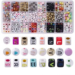240G 24 Style Opaque Plated Acrylic Beads, Cube & Disc & Flat Round & Round, Mixed Color, 10g/style