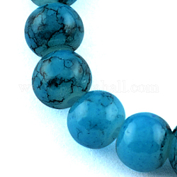 Spray Painted Glass Bead Strands, Round, DeepSky Blue, 12mm, Hole: 1.3~1.6mm, about 66pcs/strand, 31.4inch