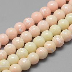 Drawbench Glass Beads Strands, Baking Painted, Dyed, Round, Light Goldenrod Yellow, 10mm, Hole: 1.5mm, about 85pcs/strand, 31.4 inch