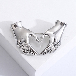 Spilla in lega da collezione San Valentino, spilla a forma di cuore a mano, platino, 44x28mm