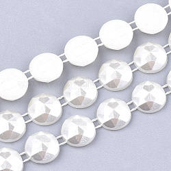 ABS Plastic Imitation Pearl Beaded Trim Garland Strand, Great for Door Curtain, Wedding Decoration DIY Material, Faceted, Half Round, Creamy White, 10x4mm, 10yards/roll