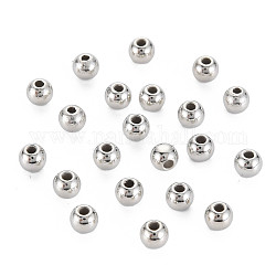 ABS Plastic Beads, Round, Platinum Plated, 4x3.5mm, Hole: 1.2mm, about 15000pcs/500g