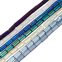 7 hebras 7 hebras de cuentas de vidrio electrochapado de estilo, columna, color mezclado, 5x2.5mm, agujero: 0.8 mm, aproximamente 72~75 pcs / cadena, 13.98''~14.25'' (35.5~36.2 cm), 1 hebra / estilo