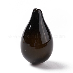 Handgemachte mundgeblasene Glasflaschen, für die Herstellung von Glasfläschchenanhängern, Träne, Schwarz, 30~32x18.5~19 mm, Bohrung: 2~3.5 mm