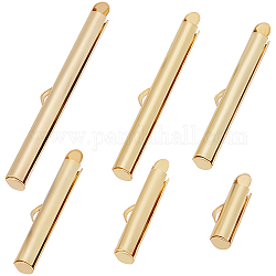 Beebeecraft 36Pcs 6 Style 304 Stainless Steel Slide On End Clasp Tubes, Slider End Caps, Real 18K Gold Plated, 13~40x6x4mm, Hole: 3x1mm, Inner Diameter: 3~3.5mm, 6Pcs/style