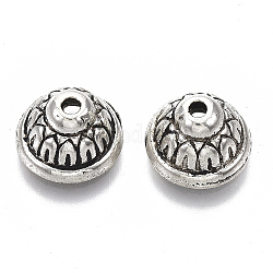Tibetischen Stil Legierung Perlenkappen, apetalous, cadmiumfrei und bleifrei, Antik Silber Farbe, 11.5x7 mm, Bohrung: 1.6 mm, Innendurchmesser: 7.5 mm, ca. 600 Stk. / 1000 g