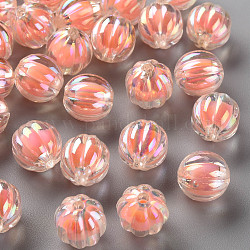 Transparente Acryl Perlen, Perle in Perlen, AB Farbe, Kürbis, Orangerosa, 11x11.5 mm, Bohrung: 2 mm, ca. 550 Stk. / 500 g