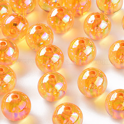 Perline acrilico trasparente, ab colore placcato, tondo, arancione, 16x15mm, Foro: 2.8 mm, circa 220pcs/500g