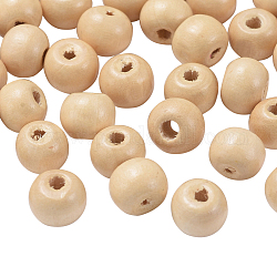 Natural Wood Beads, Round Wooden Loose Beads Spacer Beads for Craft Making, Lead Free, Beige, 8mm, Hole: 2~3mm, about 6000pcs/1000g