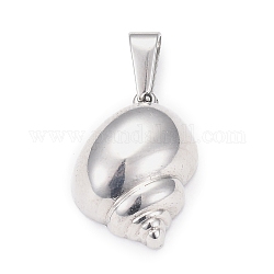 304 Stainless Steel Pendants, Conch Shape, Stainless Steel Color, 21x15x7mm, Hole: 7.5x3.5mm