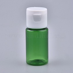 ペットのプラスチック製の空のフリップキャップボトル  白いppのプラスチック製のふた付き  旅行用液体化粧品サンプル用  グリーン  2.3x5.65cm 容量：10ml（0.34液量オンス）。