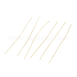 Pasadores de cabeza plana de latón, real 18k chapado en oro, 102x0.7mm, cabeza: 2 mm