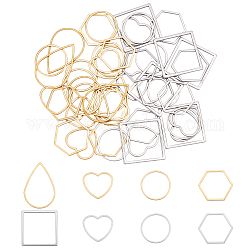 Unicraftale 48Pcs 8 Style 304 Stainless Steel Linking Rings, Mixed Shapes, for Jewelry Making, Keychain DIY Craft, Mixed Color, 6pcs/style