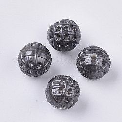 Supports de strass perle acrylique opaque peint par pulvérisation, ronde, grises , convient pour strass de 2.5 mm, 20x19.5mm, Trou: 3mm