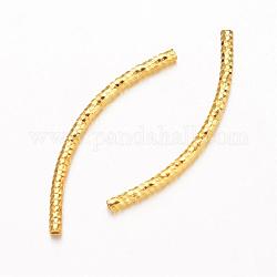 Curved Brass Tube Beads, Real 18K Gold Plated, 34x2mm, Hole: 1mm