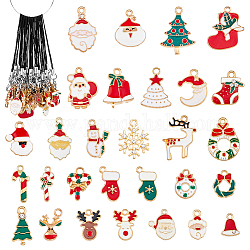 Correas móviles de esmalte de aleación de tema navideño, cordon poliester accesorios movil decoracion, color mezclado, 8.5~10.3 cm, 29 PC / sistema