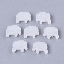 Imitazione perle di vetro giada, elefante, bianco, 10x13x4mm, Foro: 0.8 mm