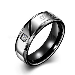Trendy 316l Titan Stahl Zirkonia Ringe für Männer, Versprechen Ring, mit Wort wahre Liebe, Metallgrau, uns Größe 10 (19.8mm)