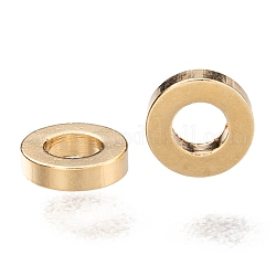 Brass Spacer Beads, Long-Lasting Plated, Flat Round, Real 24K Gold Plated, 4x1mm, Hole: 2mm