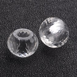 128 vetro sfaccettato rondelle europeo perline grande buco, non nucleo di metallo, chiaro, 13x8.5mm, Foro: 6 mm