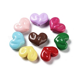 Opaque Acrylic Beads, Heart, Mixed Color, 18x24x10mm, Hole: 2.5mm, about: 190pcs/500g
