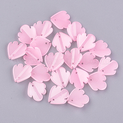Rocíe colgantes de cristal pintadas, pescado, rosa, 18~18.5x17x5mm, agujero: 1 mm