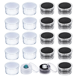 CHGCRAFT 20Pcs 2 Colors Mini Round Stone Box Small Loose Diamond Gemstone Display Case Plastic Containers Holder with Clear Top Lids and Sponge, Black and White, 1.2×0.7 Inch