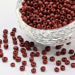 8/0 colores opacos abalorios de la semilla de cristal redondo, coco marrón, tamaño: aproximamente 3 mm de diámetro, agujero: 1 mm, aproximamente 1101 unidades / 50 g