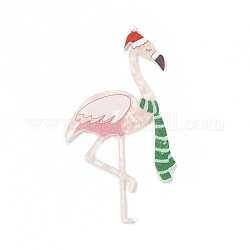 Große Acrylanhänger zum Thema Weihnachten, Flamingo-Form, rosa, 83x51x2.2 mm, Bohrung: 1.6 mm